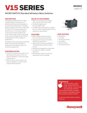 Honeywell SPS V15T16-CZ100A05 Endschalter