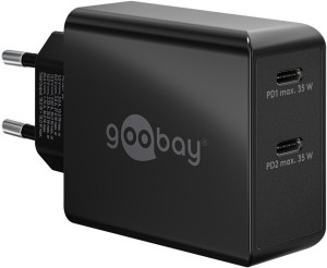 Goobay USB-C PD Dual-Schnellladegert (36 W) schwarz