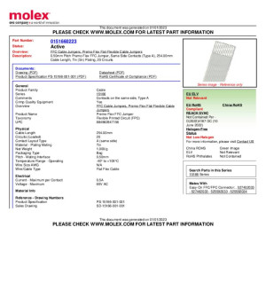 Molex 151660223 Flachbandkabel Rasterma: 0.50mm 1St.