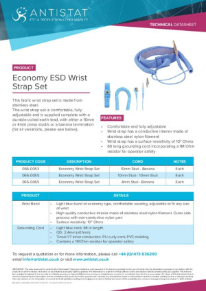 Antistat 066-0065 ESD-Handgelenkband Blau
