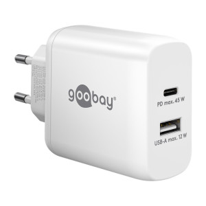 Goobay USB-C PD Dual-Schnellladegert (45 W) wei