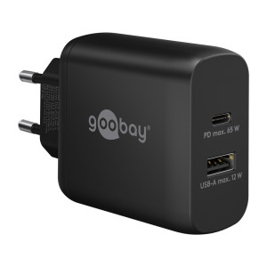 Goobay USB-C PD Dual-Schnellladegert (65 W) schwarz