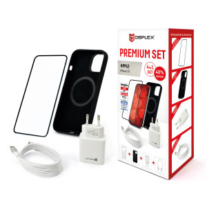 E.V.I. DISPLEX Set Apple iPhone 15 Glas (10H)+Case+Kabel+Netzteil