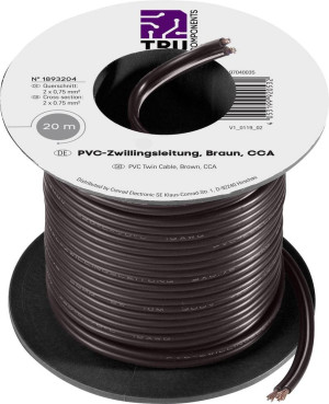 TRU Components 1570890 Litze 2 x 0.75m Schwarz 20m