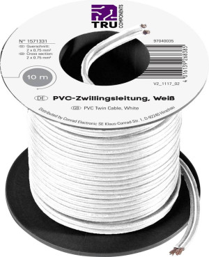 TRU Components 1571331 Litze 2 x 0.75m Wei 10m
