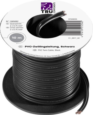TRU Components 1565082 Litze 2 x 0.75m Schwarz 10m