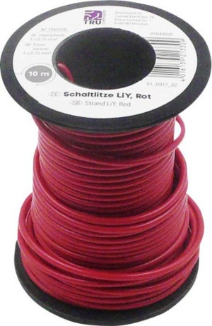 TRU Components 1565156 Litze LiY 1 x 0.75m Rot 10m