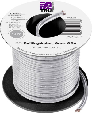 TRU Components 93030c503 Litze 0.75m Grau 10m