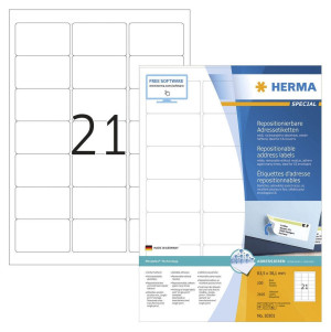 HERMA Adress-Etiketten 10301 63,5 x 38,1 mm wei