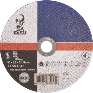 Atlas Doorslijpschijf staal/inox 180x2,5x22,23mm