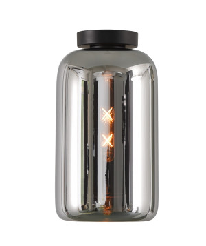 Plafondlamp Botany Zwart & Smoke Glas 18cm