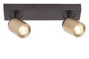 Freelight Spot Razza Mat Zwart Goud 2 lichts GU10 Balk