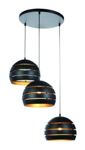 Freelight Hanglamp Djarin Mat Zwart & Goud 3 Lichts Rond