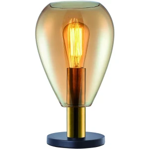Freelight Tafellamp Dorato Zwart Goud Glas Amber