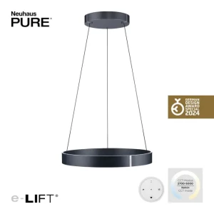 Hanglamp PURE®-E-CLIPSE e-Lift Grey Ø 70cm incl. Remote