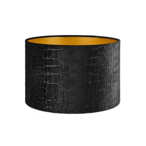 Lampenkap Cilinder Short Croco Velvet Zwart Goud Ø 25cm