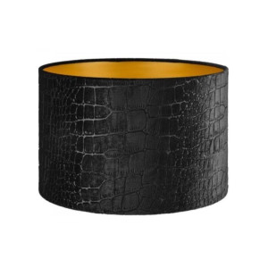 Lampenkap Cilinder Short Croco Velvet Zwart Goud Ø 30cm