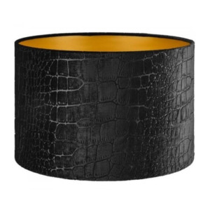 Lampenkap Cilinder Short Croco Velvet Zwart Goud Ø 40cm