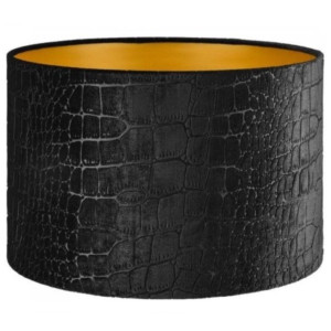 Lampenkap Cilinder Short Croco Velvet Zwart Goud Ø 45cm