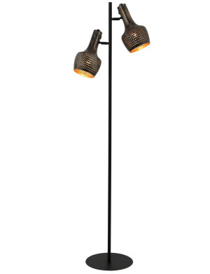 Freelight Vloerlamp Fuoco Bruin Zwart 2 Lichts 160cm Incl. Schakelaars