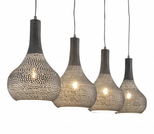 Hanglamp Kegel Beton Look 4 Lichts E27 Fitting