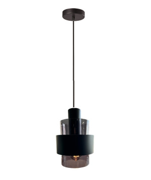 Freelight Hanglamp Chiasso Zwart & Smoke Glas 1 Lichts Ø 13cm