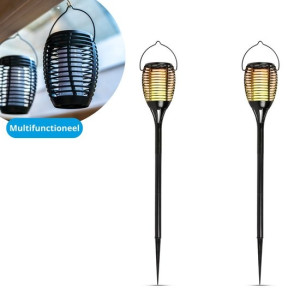 Tuinverlichting Torch Zwart Solar incl. Lichtsenor Vlameffect 2 Stuks