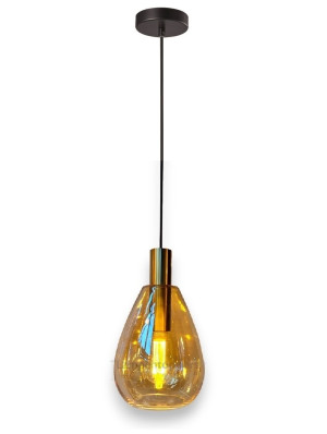 Freelight Hanglamp Dorato Zwart Goud Glas Amber 1 Licht