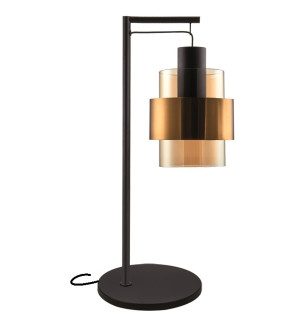 Freelight Tafellamp Chiasso Zwart Goud & Amber Glas 1 Lichts