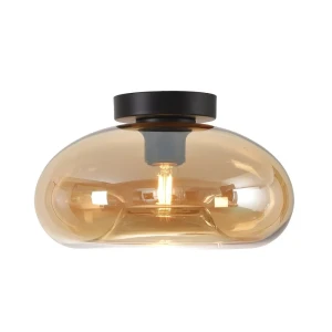 Artdelight Plafondlamp Paradise Zwart & Amber Glas Ø 28cm E27
