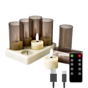 Oplaadbare Waxinelichtjes Led Kaarsen Bewegende Vlam Incl. Afstandsbediening 6 Pack