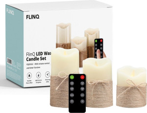 LED Kaarsen met Touw & Bewegende Vlam Incl. Afstandsbediening Timer & Dimfunctie 3 Stuks