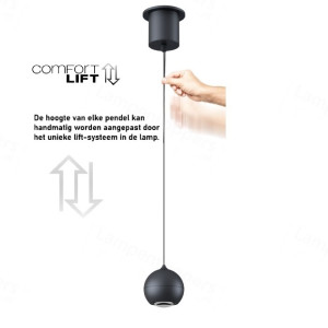 Artdelight Hanglamp Miami Zwart Ø 10cm Incl. Comfortlift