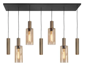 Highlight Hanglamp Perugia Black Bronze Amber 4 x E27 + 3 x GU-10 L 130cm