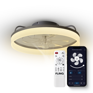 Plafondventilator Smart AeroGlow Zwart Ø 50cm Incl. Afstandsbediening & App