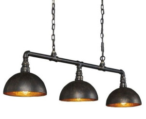 Hanglamp Industrial Tube 3 Lichts Zwart Bruin