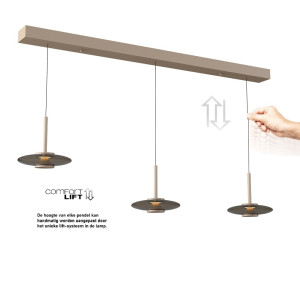 Artdelight Hanglamp Madison3 Champagne - Koffie Led Incl. Comfort-Lift