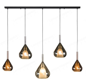 Hanglamp Wings Zwart Mix Glass 5 Lichts