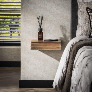 Nachtkastje Layer XS Massief Acacia Naturel 30 x 25 x 8 cm Set van 2