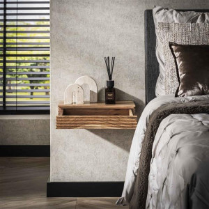 Nachtkastje Layer L Massief Acacia Naturel 40 x 25 x 8 cm Set van 2