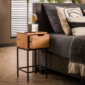 Nachtkastje XS Flat 1 Lade Massief Acacia Hout 30 x 30 x 60 cm