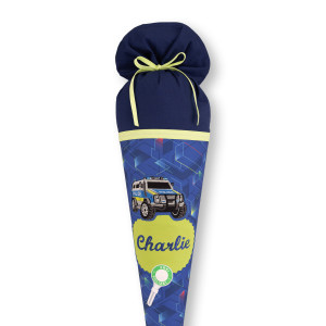 crêpes suzette Stoffschultüte Police Truck Charly • Handgenäht & personalisiert mit Polizeiwagen, lizensiert durch Step by Step, Polizei Schultüte