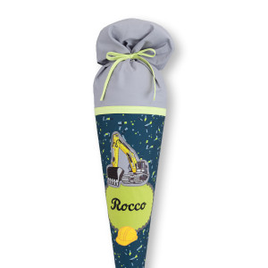 crêpes suzette Stoffschultüte Bagger Rocco – Handarbeit mit Bagger-Motiv