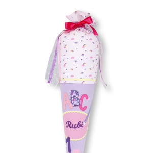 crêpes suzette crêpes suzette Schultüte aus Stoff ABC & Regenbogen | personalisiert