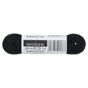 Wojas Wojas Šnúrky Čierne 100Cm/6Mm Bavlnené Ploché