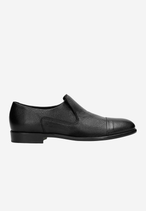 Wojas Czarne Loafersy Damskie Ze Skóry Licowej
