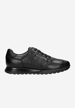 Wojas Czarne Sneakersy Męskie Z Tłoczonym Logo