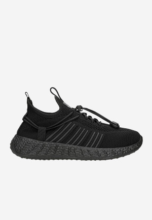 Relaks Czarne Sneakersy Siateczkowe Na Czarnej Podeszwie