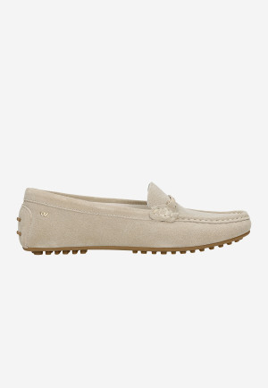 Wojas Beżowe Mokasyny Car Shoes Z Dwoiny Welurowej