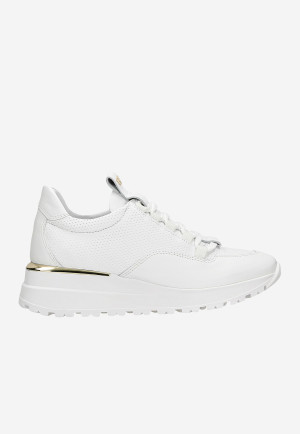 Wojas Białe Sneakersy Damskie Ze Złotymi Elementami